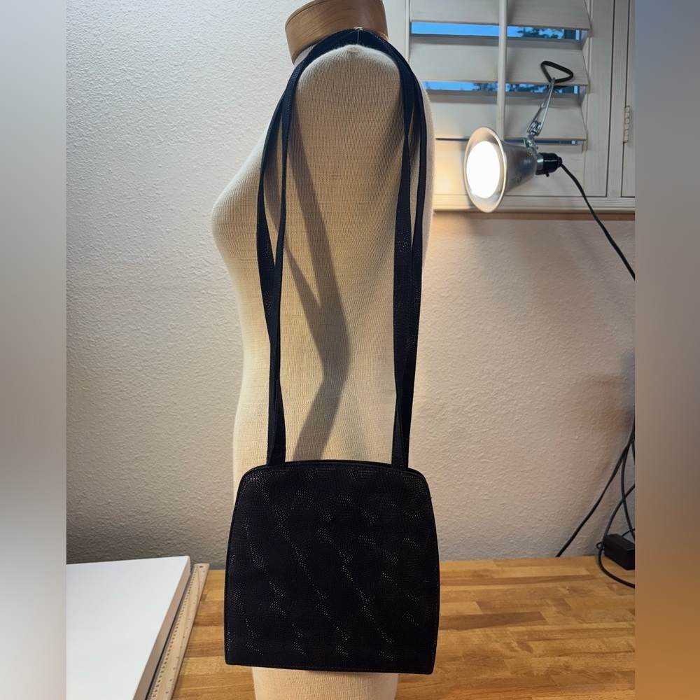 Vintage 80s Bruno Magli Shoulder Bag Black Geometric Italian - Picture 10 of 11